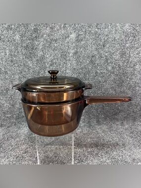 Visions Amber Double Boiler Pot W/Pyrex Lid Cookware V 1.5 B, V20B & P83C France